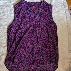 Purple and blue leaf print tank top